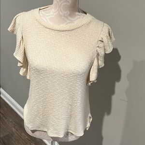 Cream Ruffle Sleeve Top from Evereve